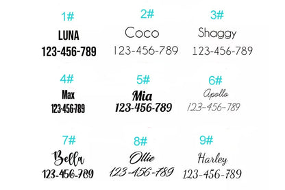 font options listed in a table format on a white background