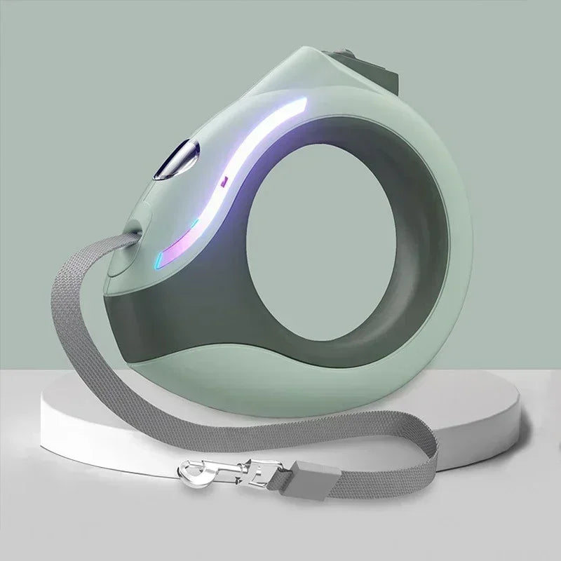 Pet lead with a retractable design on a light gray background