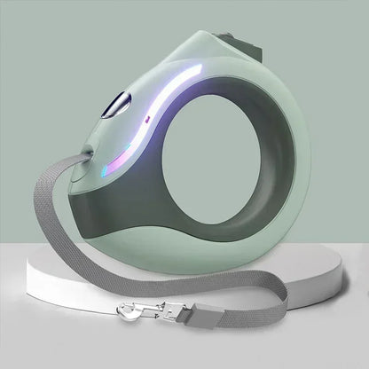 Pet lead with a retractable design on a light gray background