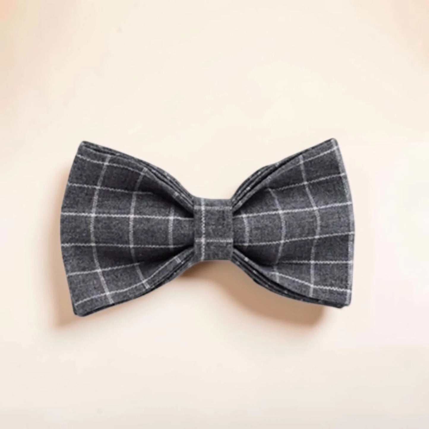 Grey check dog bow tie