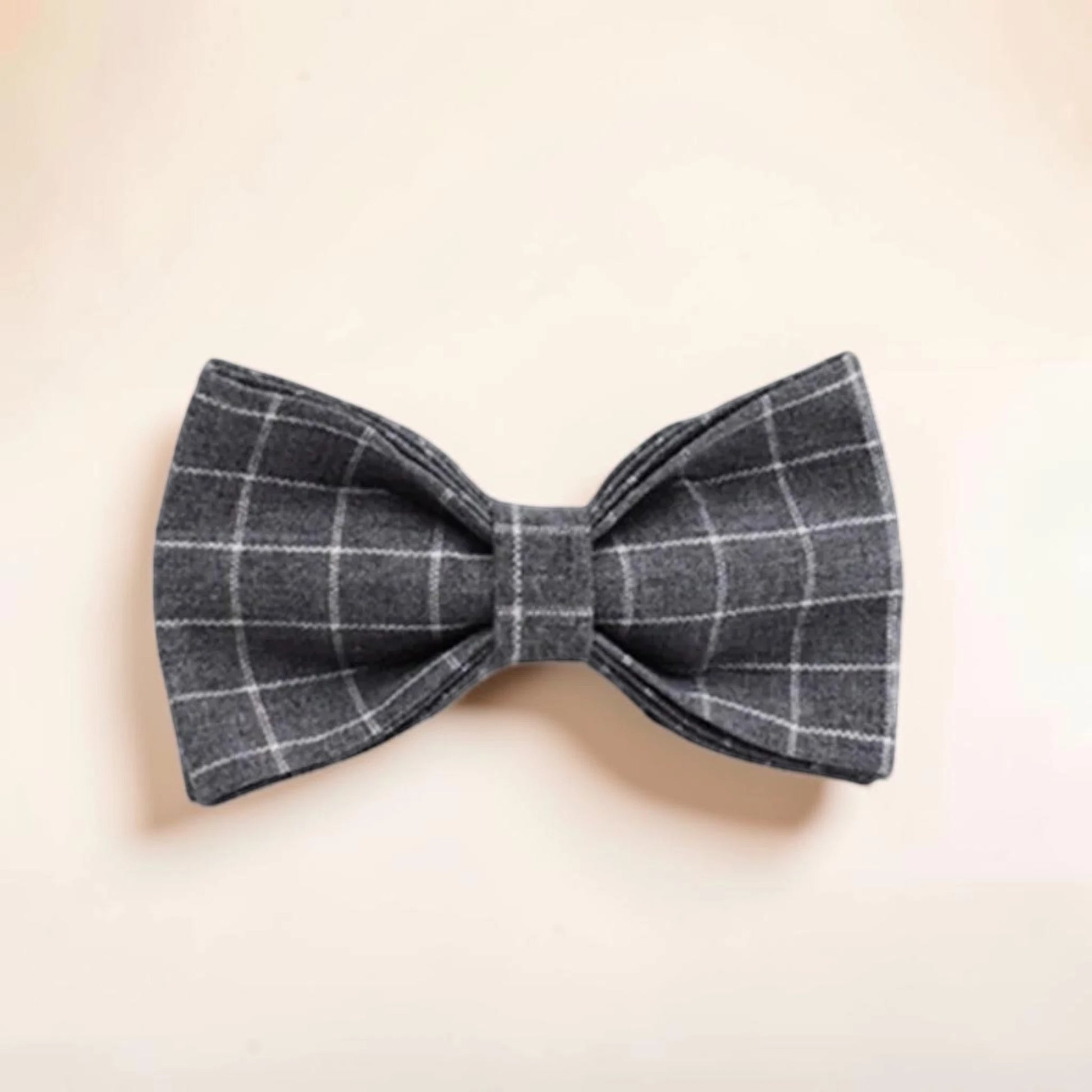 Grey check dog bow tie