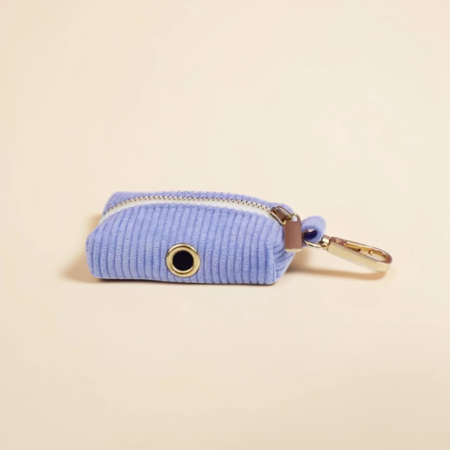 lilac dog poop bag holder with gold clip