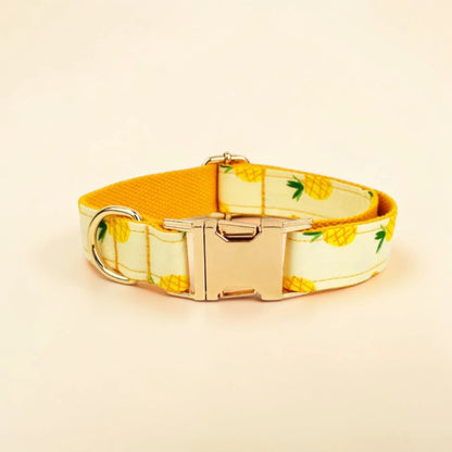 Dog collar with pineapple pattern on a beige background