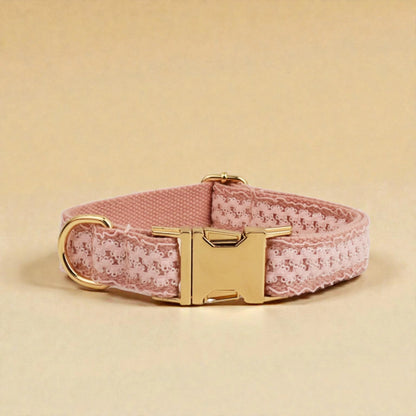 Personalised Wedding Dog Collar – Pink Lace