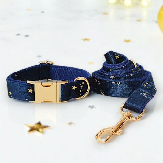Starry Night Dog Collar – Velvet Personalised Set