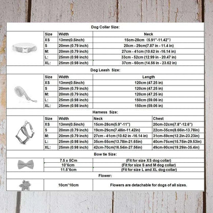 personalised accessories size chart