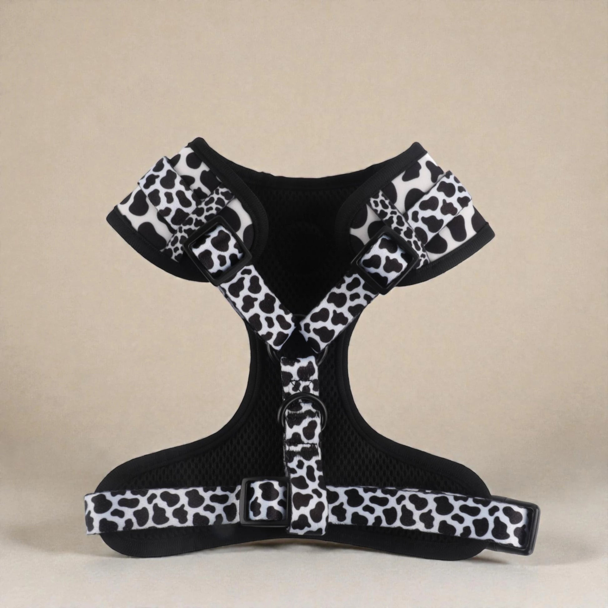 reverse of cow print slip on dog harness