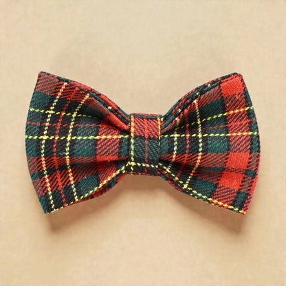 tartan highland red dog bow tie