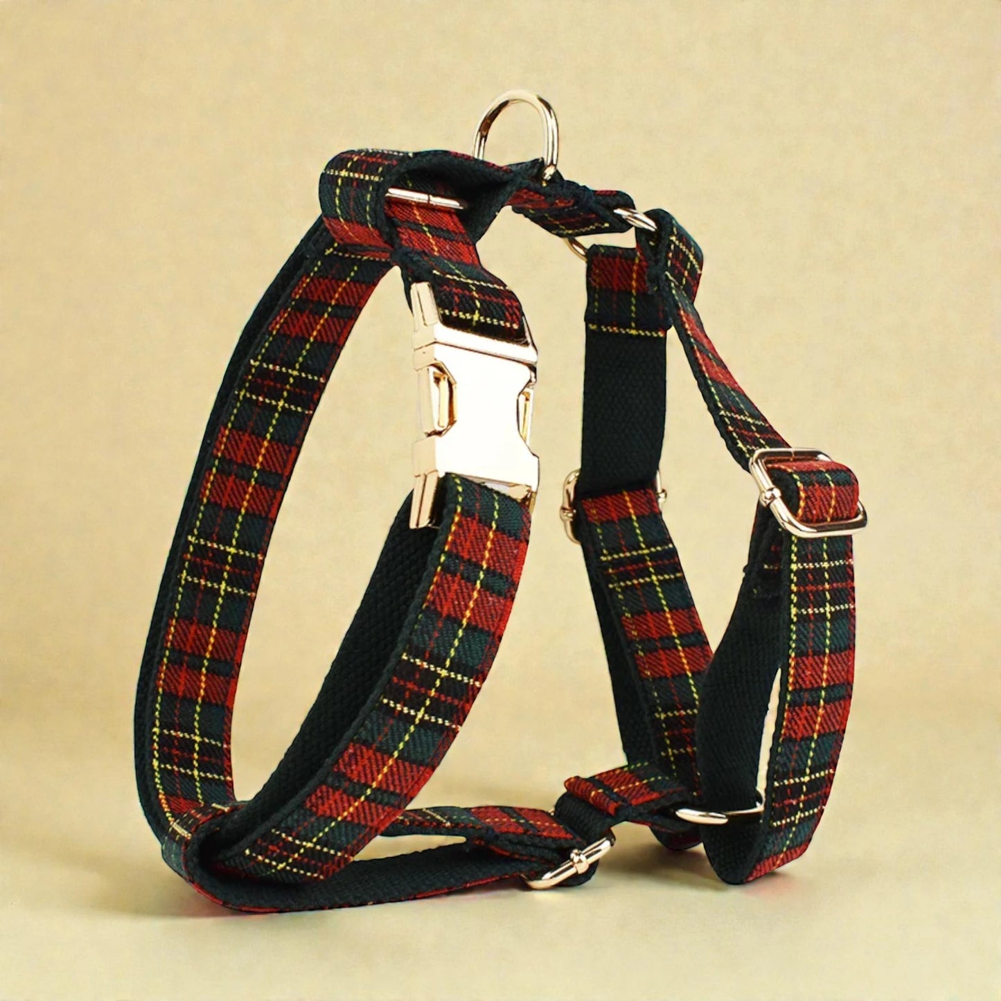 tartan red highland dog harness