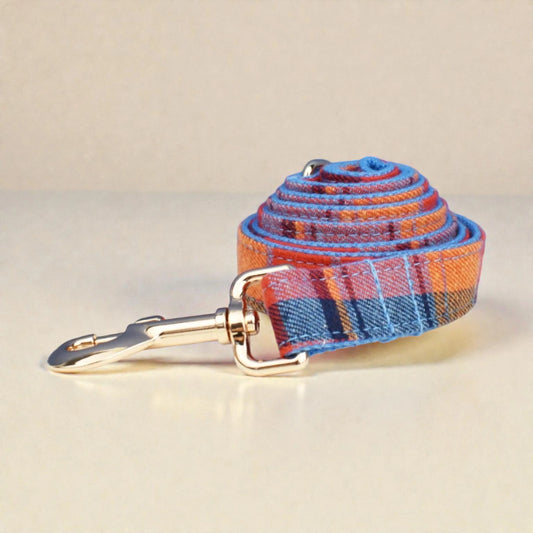 Tartan Dog Lead – Blue