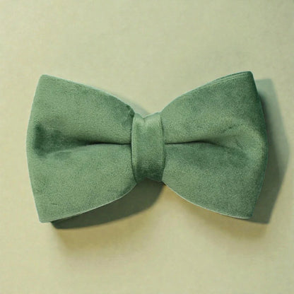 Green bow tie on a beige background