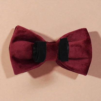 Red detachable bow tie on a beige background