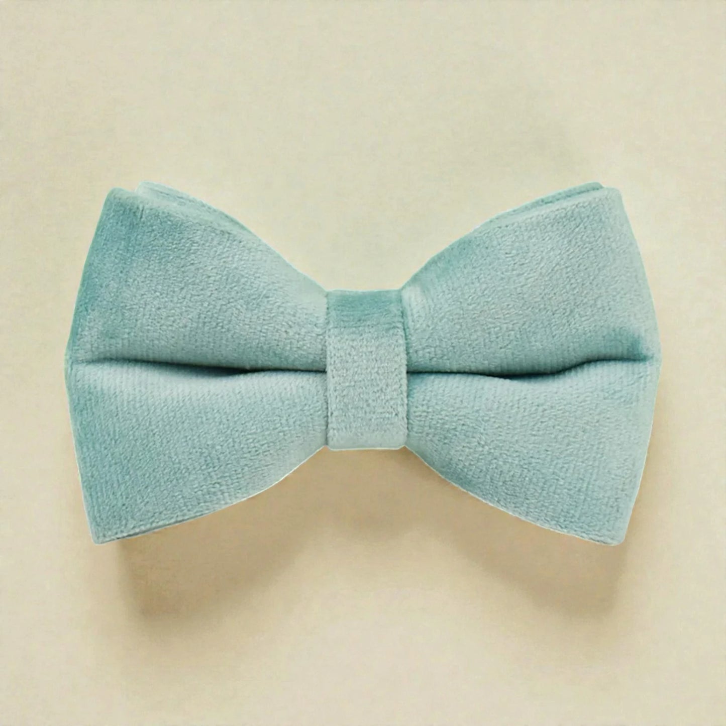Teal bow tie on a beige background