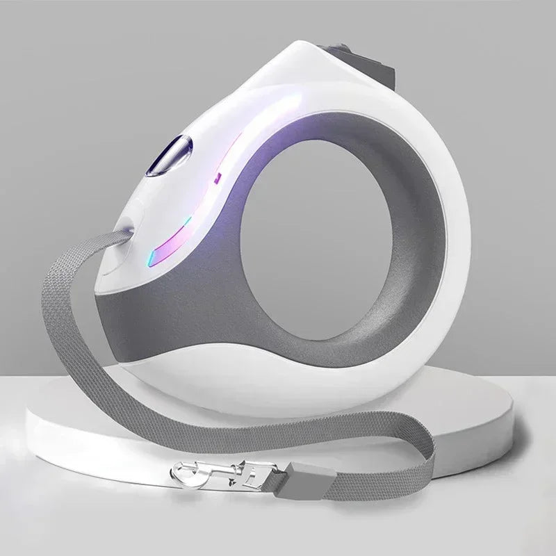 White and grey pet lead on a light grey background