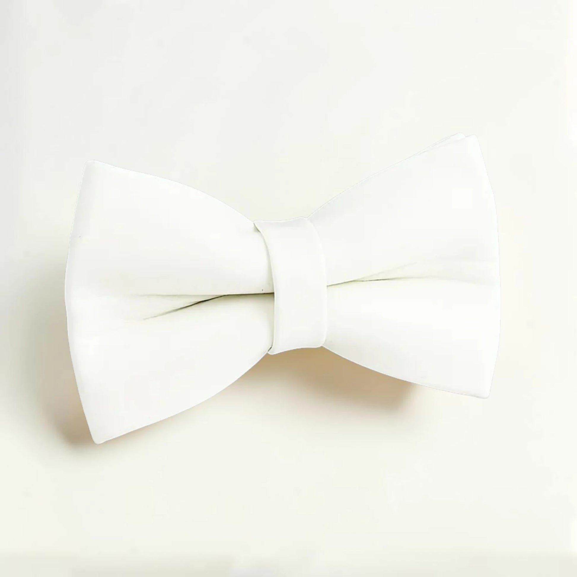 White dog bow tie on a light beige background